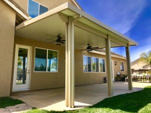 Small custom patio cover with ceiling fans