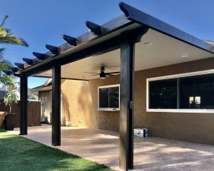 Two-tone Patio cover with a ceiling fan