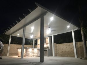 Custom gazebo with lighting at a Lake Elsinore home