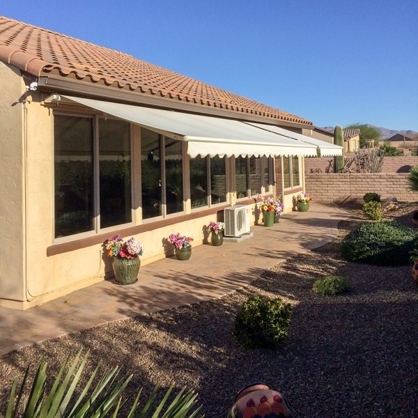 Retractable awning system on a Lake Elsinore home